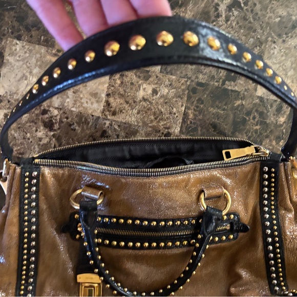 Prada crackle leather studded two way bag - Picture 4 of 6